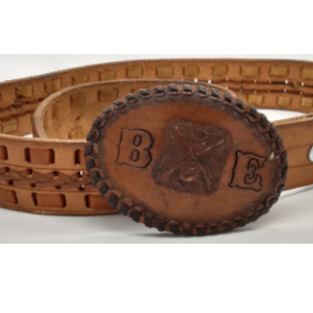 Hand Tooled Monogrammed Leather Belt